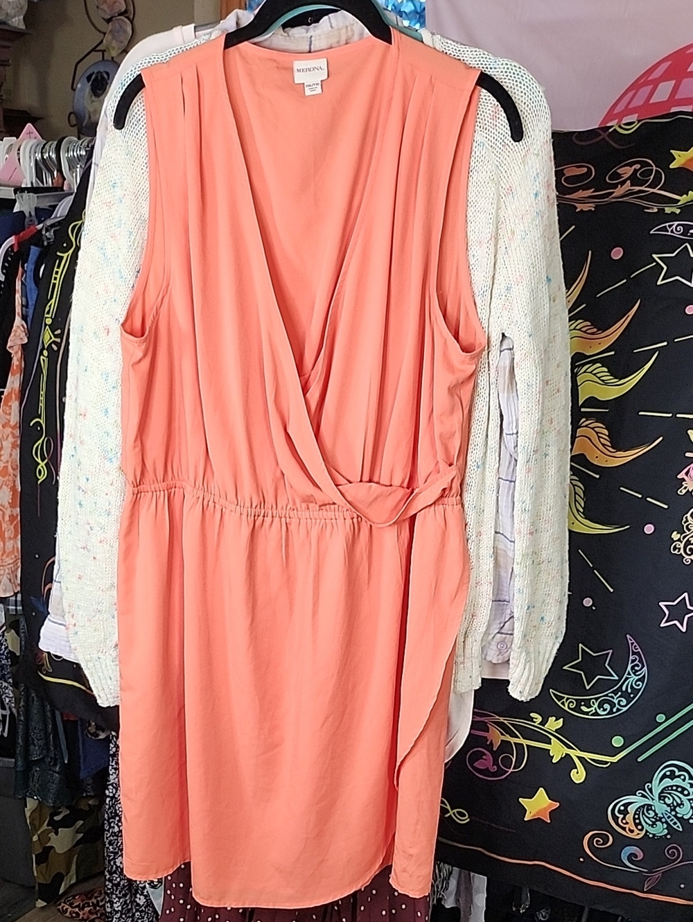 Merona Coral Faux-Wrap Sleeveless Mini Dress